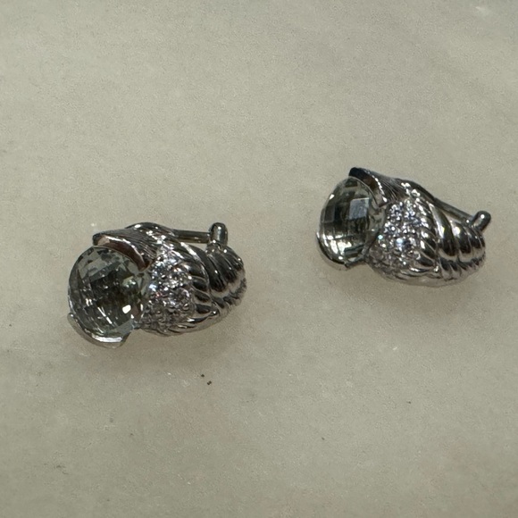 Judith ripka SS , Prasiolite and CZ earrings - Picture 6 of 14